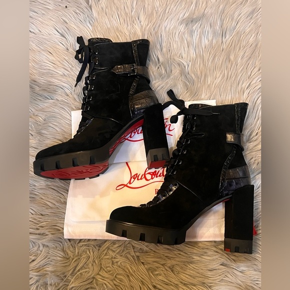 Worn once Christian Louboutin macadamia Velours boot - Picture 9 of 13